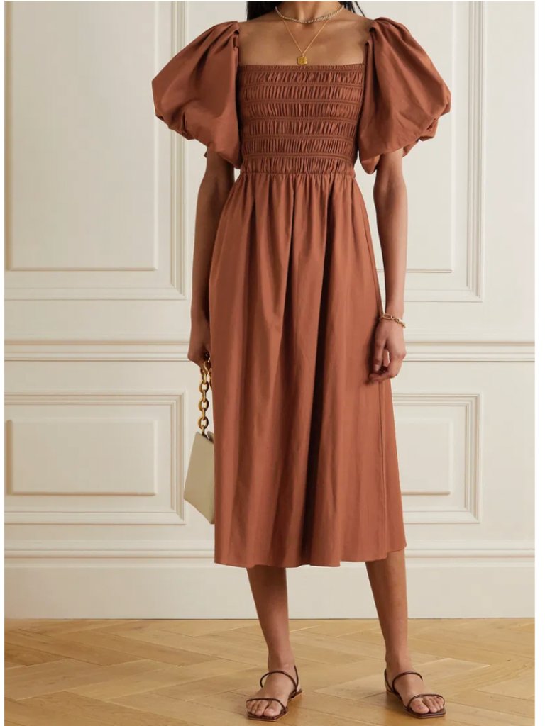 Reformation Tuli Midi Dress Xs/S/M Brown Cotton Party Wedding